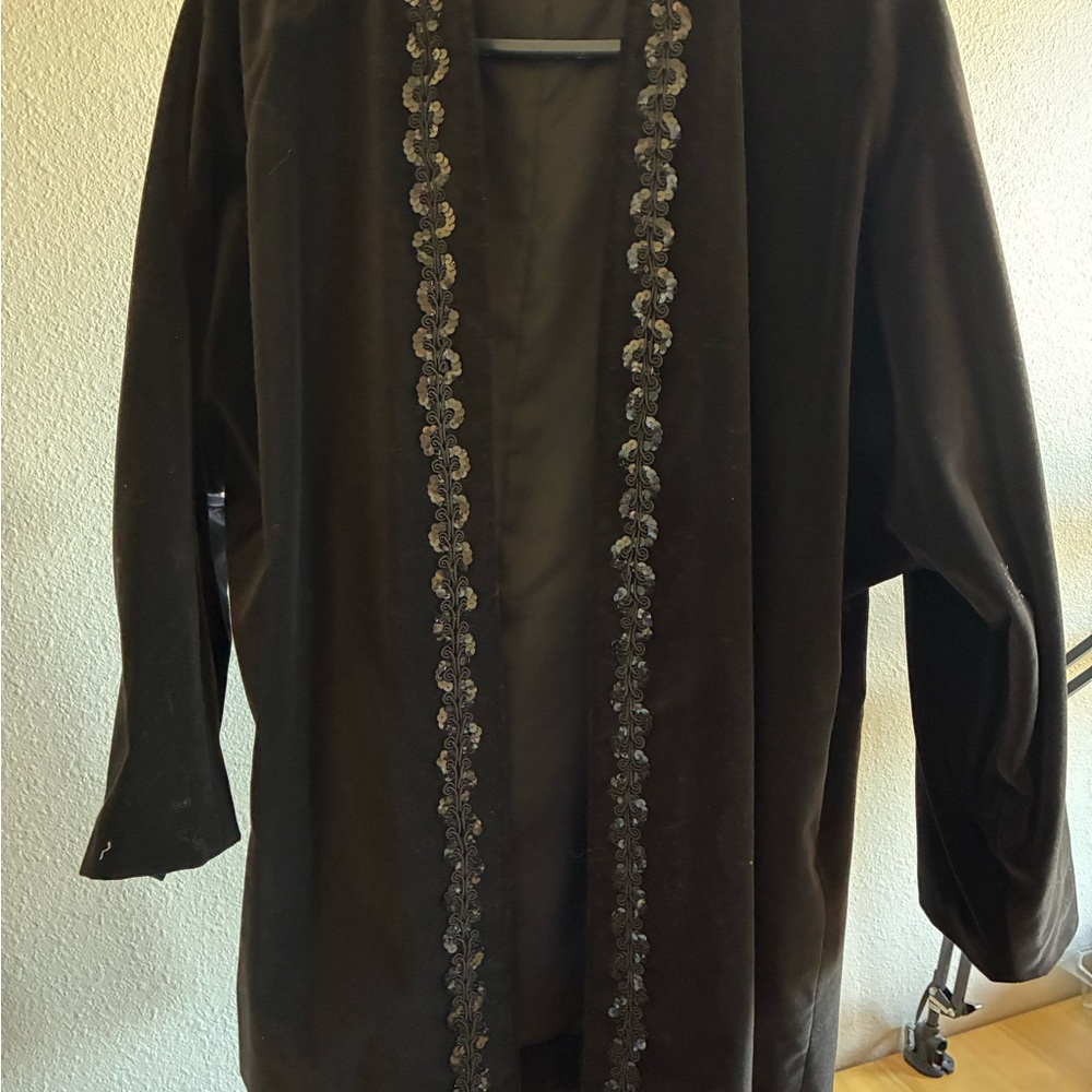 Chic Black Women's Cape with Embellished Trim